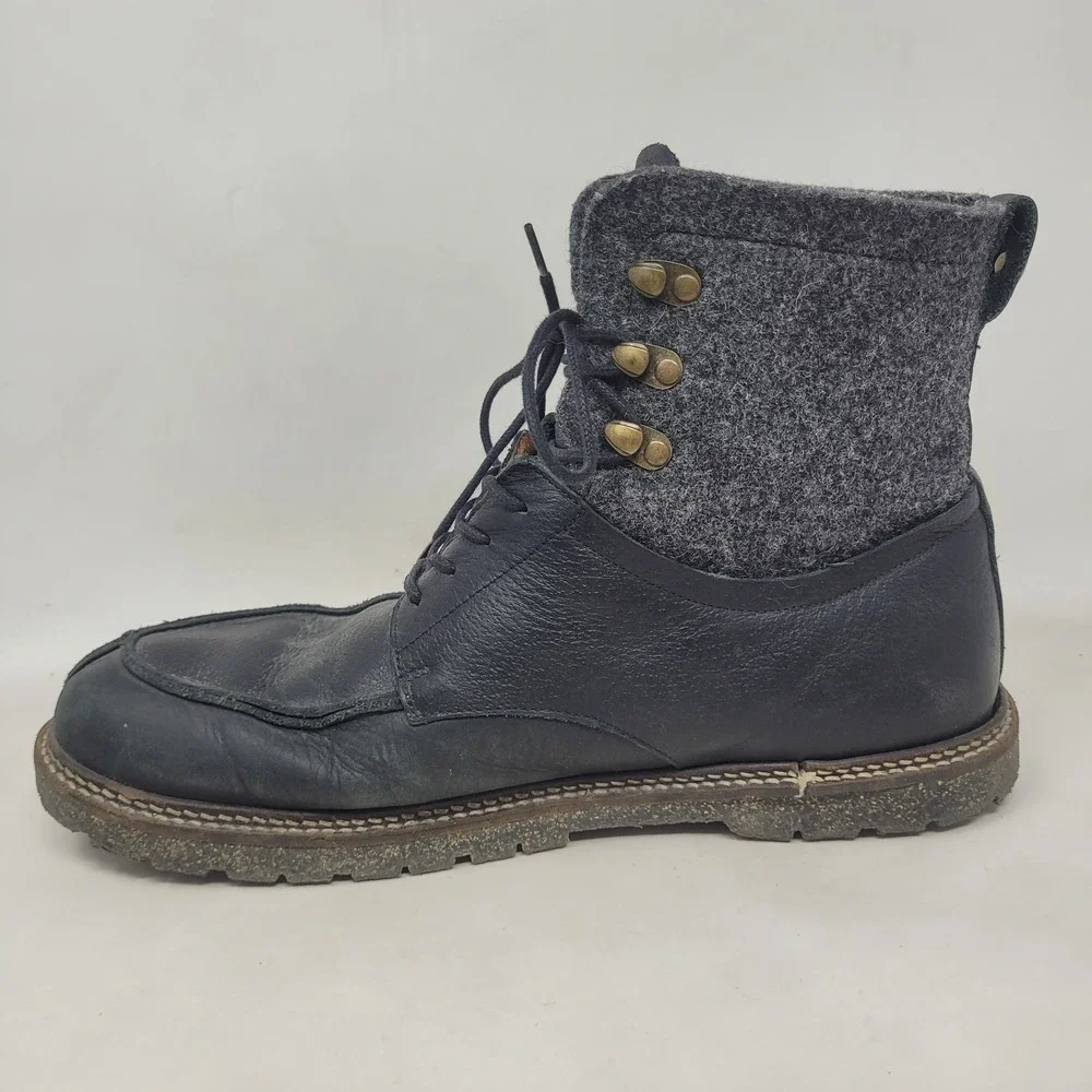 Birkenstock Timmons Boots EU44 US11 Black Leather Wool Felt Lace Up Moc Toe